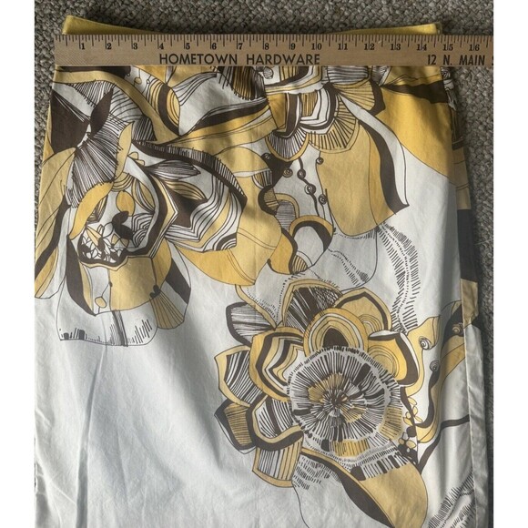 Ann Taylor LOFT A-Line Skirt Floral Yellow White Brown 100% Cotton SIZE 4 - Picture 3 of 9